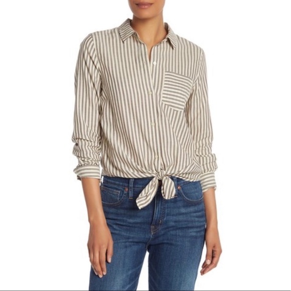 Madewell Tops - SOLD Madewell Striped Tie Front Shirt